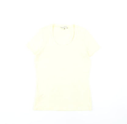 Womens UK Size 12 Laura Ashley Yellow Basic T-Shirt