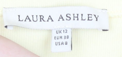 Womens UK Size 12 Laura Ashley Yellow Basic T-Shirt