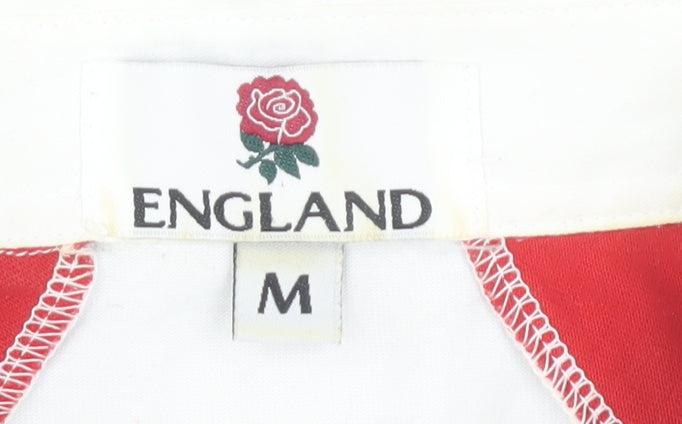 England Rugby Men's White Long Sleeve Polo, Size M