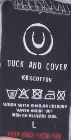 Duck and Cover Unisex Green T-Shirt, Size L, Crew Neck