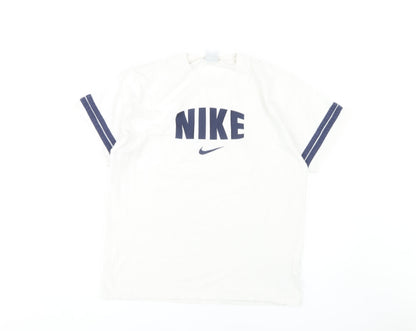 Nike Men's White T-Shirt - M, Logo Accent, Cotton