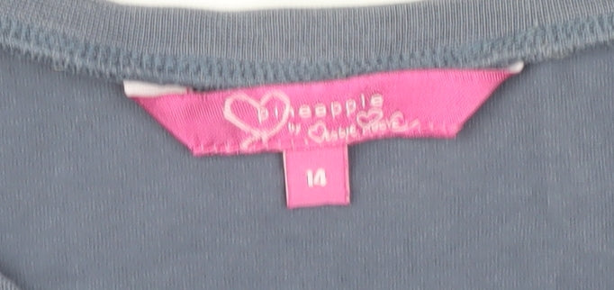 Pineapple Women's Blue T-Shirt Size 14 Crew Neck