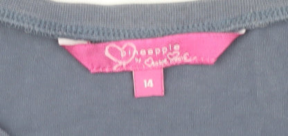 Pineapple Women's Blue T-Shirt Size 14 Crew Neck