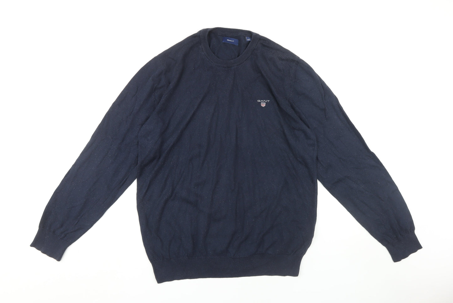 GANT Men's Navy Pullover Jumper, Size L, 100% Cotton