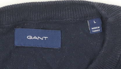 GANT Men's Navy Pullover Jumper, Size L, 100% Cotton