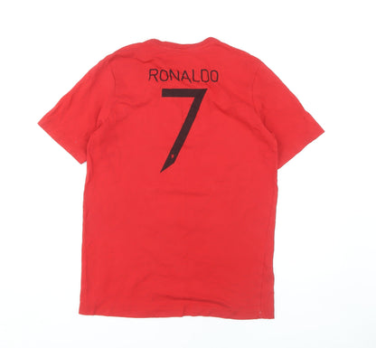 Adidas Boys Red Ronaldo Number 7 T-Shirt, 13-14 Years