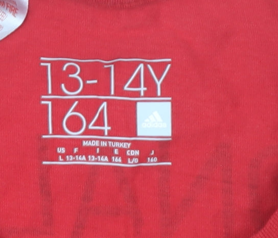 Adidas Boys Red Ronaldo Number 7 T-Shirt, 13-14 Years