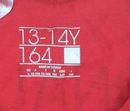 Adidas Boys Red Ronaldo Number 7 T-Shirt, 13-14 Years