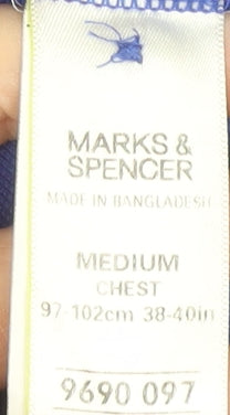 Marks and Spencer Men's Blue Polo Shirt Medium