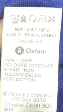 Marks and Spencer Men's Blue Polo Shirt Medium