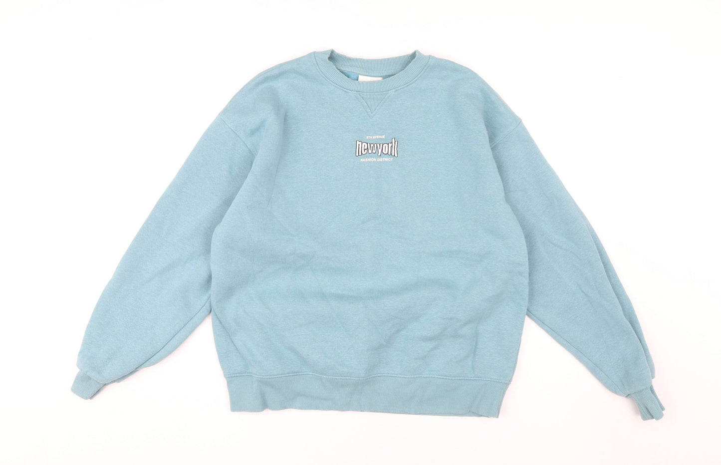 Mens UK Size S Pull & Bear Blue Pullover Sweatshirt