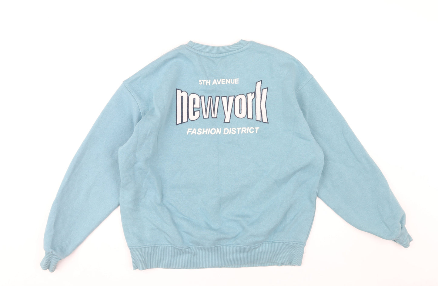 Mens UK Size S Pull & Bear Blue Pullover Sweatshirt