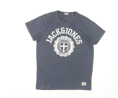 Mens UK Size L JACK & JONES Blue  T-Shirt