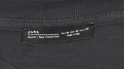 Womens UK Size M Zara Black Basic T-Shirt