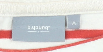 b.young Women's Red Striped Sleeveless T-Shirt M