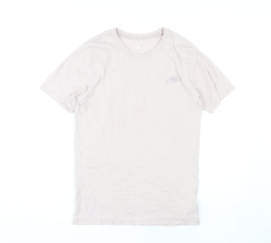Nike Beige Unisex Tee, Size S - Casual Crew Neck
