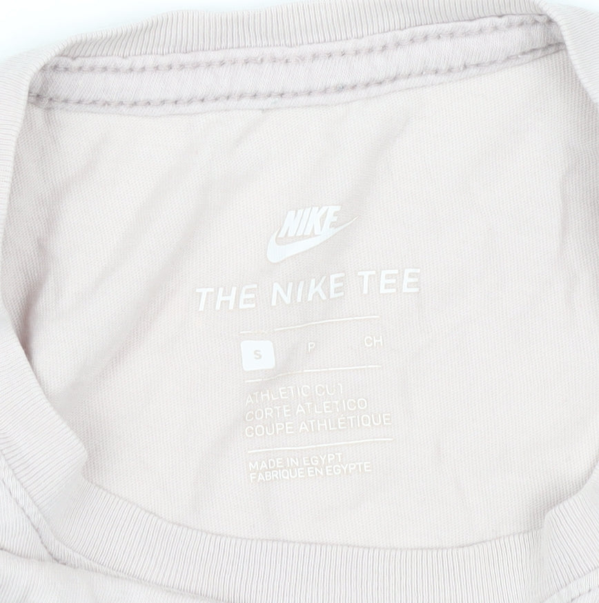 Nike Beige Unisex Tee, Size S - Casual Crew Neck
