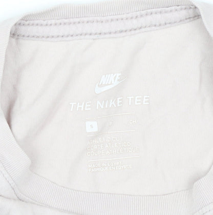 Nike Beige Unisex Tee, Size S - Casual Crew Neck