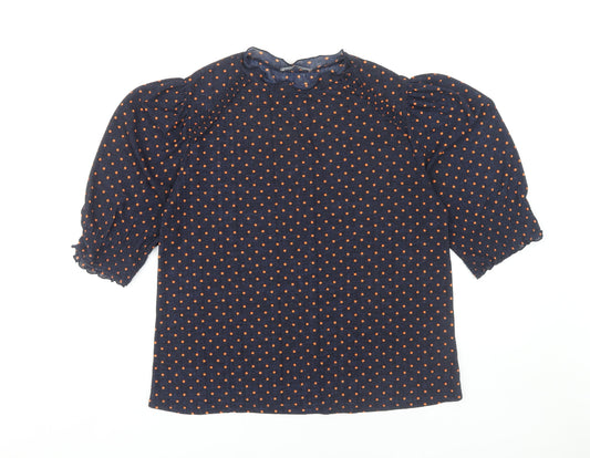 Womens UK Size M Zara Blue Basic Blouse