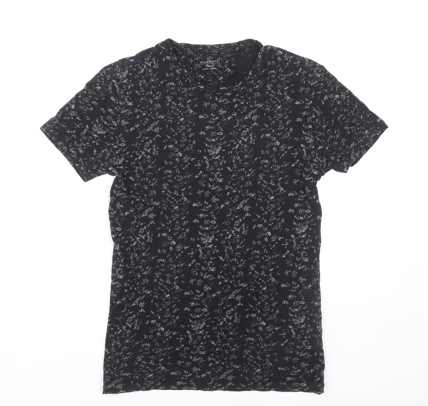 AllSaints Women's Black Floral XS Casual T-Shirt