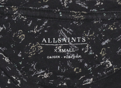 AllSaints Women's Black Floral XS Casual T-Shirt
