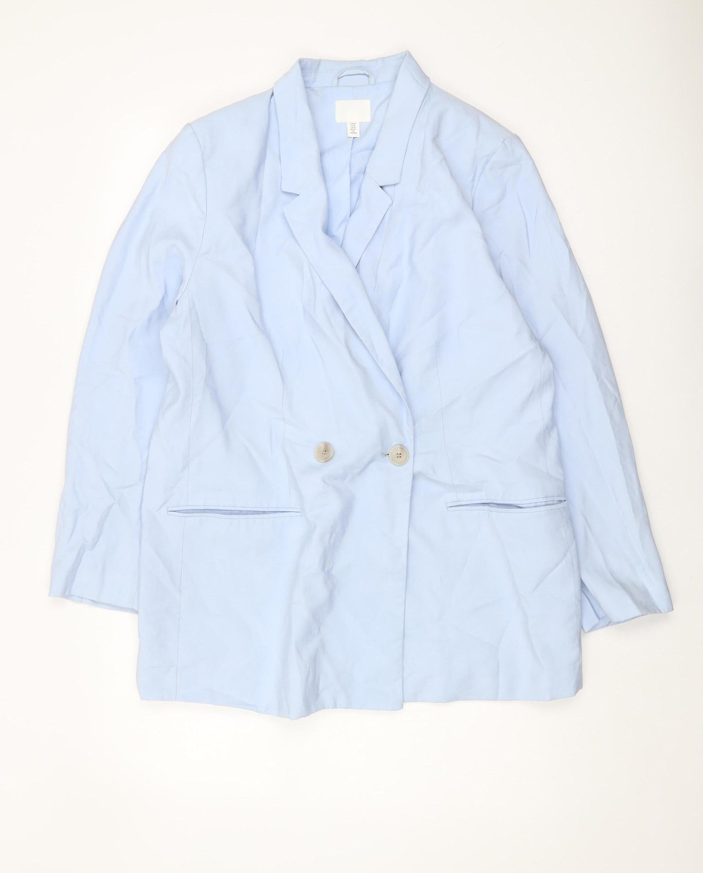 H&M Women's Blue Blazer Size M Double-Breasted Workwear