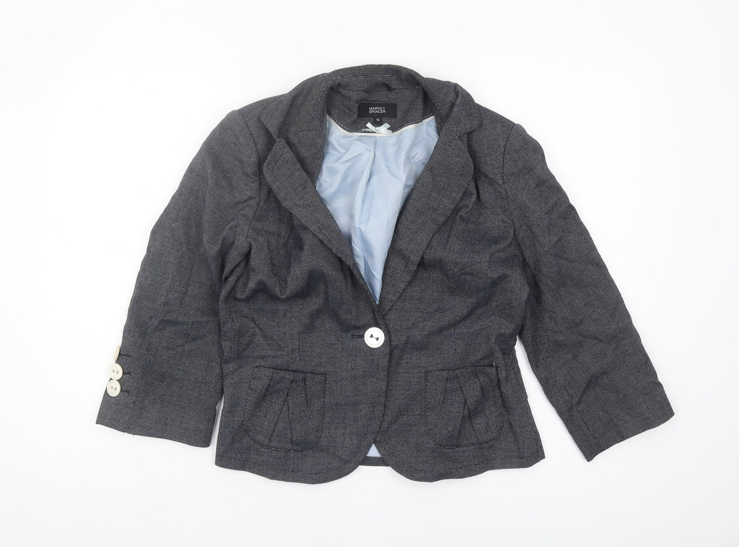 Marks and Spencer Women's Grey Blazer Size 12 Regular