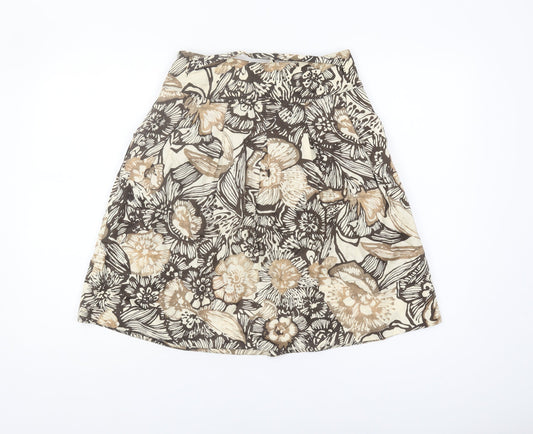 MNG Women's Multicoloured Floral Cotton Skirt, Size 6