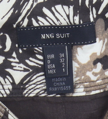 MNG Women's Multicoloured Floral Cotton Skirt, Size 6