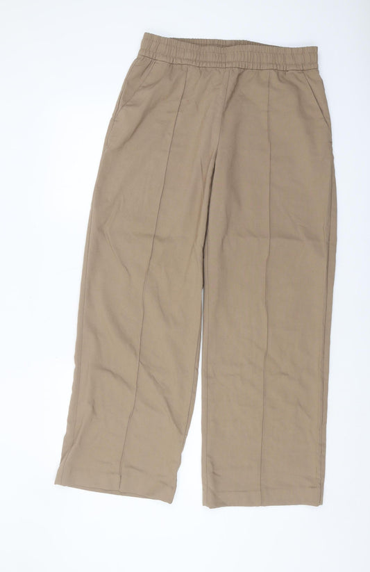 Womens UK Size M H&M Classic Fit Straight Beige Trousers