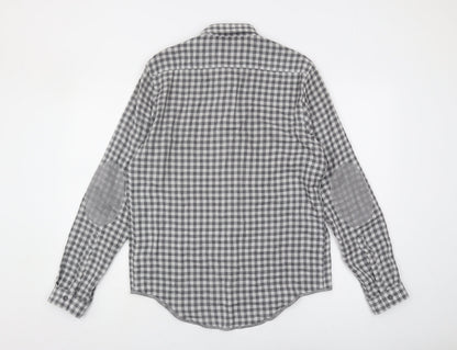 Zara Men Grey Relaxed Check Button-Up Shirt M