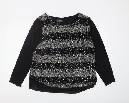 Saloos Women's Black Sequin Blouse - Plus Size 22