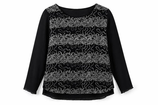 Saloos Women's Black Sequin Blouse - Plus Size 22
