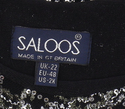 Saloos Women's Black Sequin Blouse - Plus Size 22