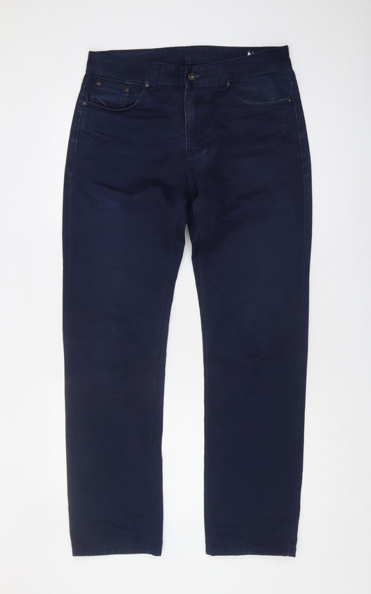 Feralli Men's Blue Regular Fit Cotton Trousers