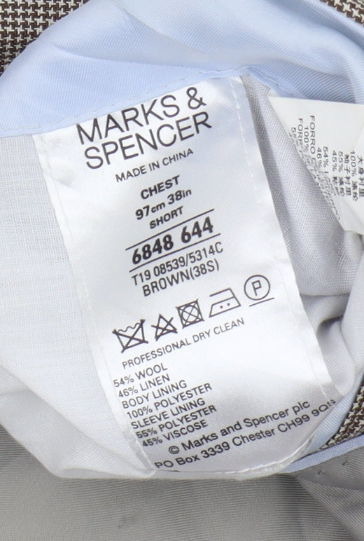 Mens UK Size 38 Marks and Spencer Regular Brown Suit Jacket