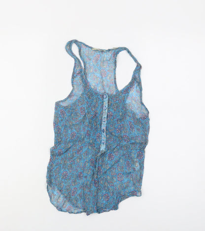Jack Wills Women's Blue Floral Tank Top, Size 10, Camisole Style