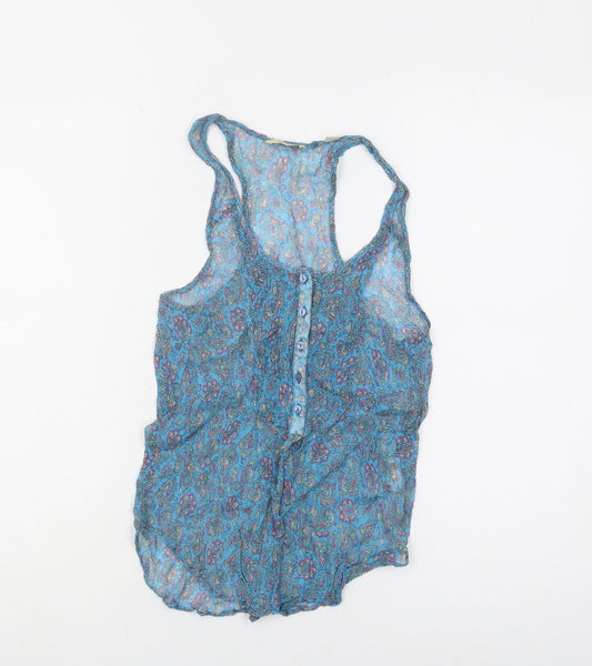 Jack Wills Women's Blue Floral Tank Top, Size 10, Camisole Style