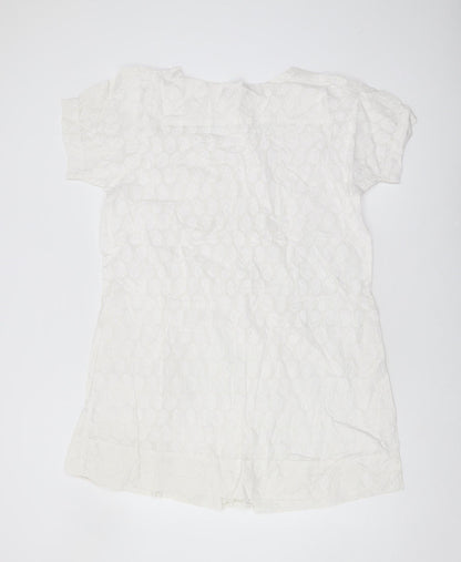 Aruna Devi Women's White Cotton Short Sleeve Top