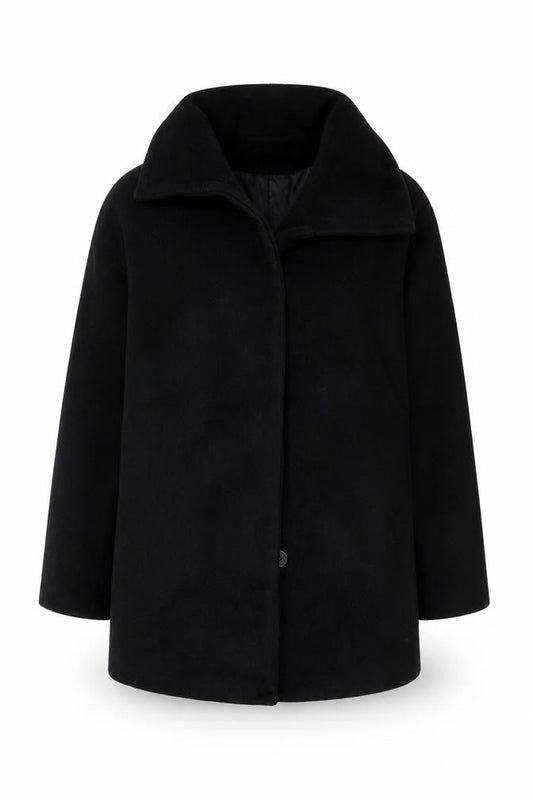 Jaschia Women's Black Wool Overcoat XL