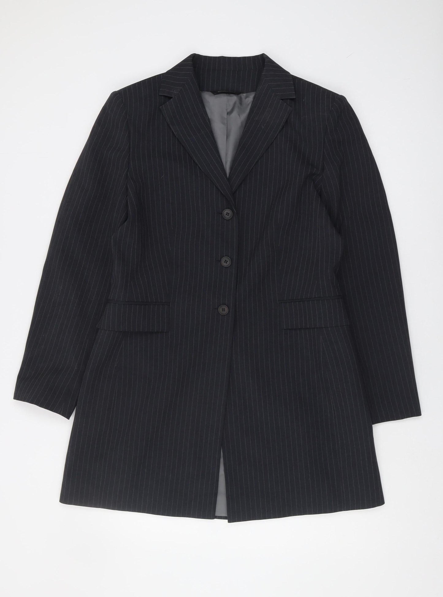 Dunnes Stores Women's Black Pinstripe Suit Jacket Size 14