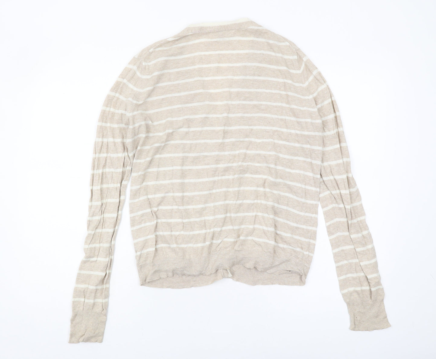 Gap Women's Beige Striped Cardigan Jumper L