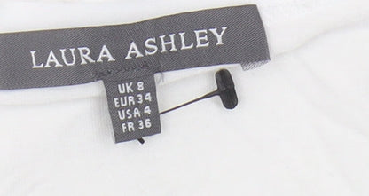 Laura Ashley Women’s White Lace T-Shirt, Size 8