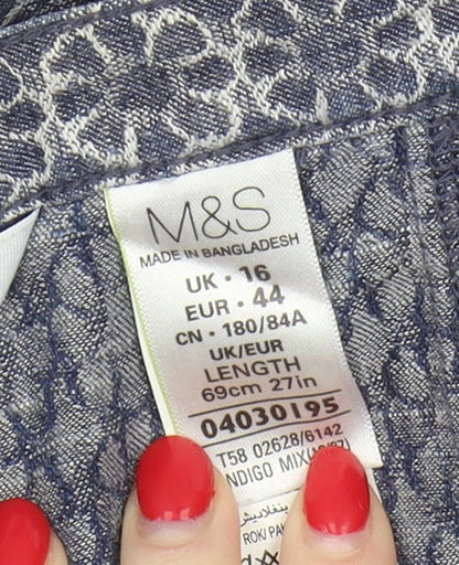 Marks and Spencer Women's Blue A-Line Skirt Size 16