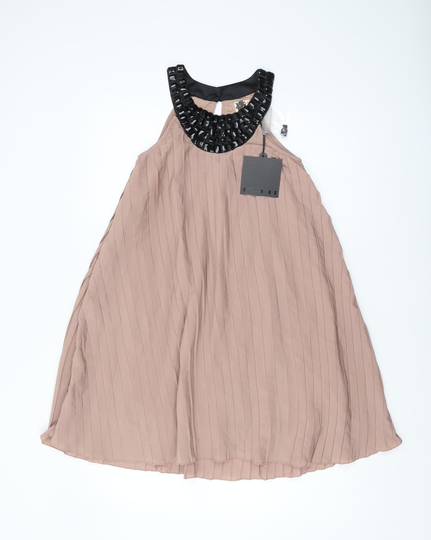 ICHI Women's Beige Sleeveless Dress, XS Size