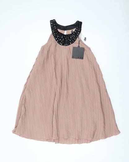 ICHI Women's Beige Sleeveless Dress, XS Size