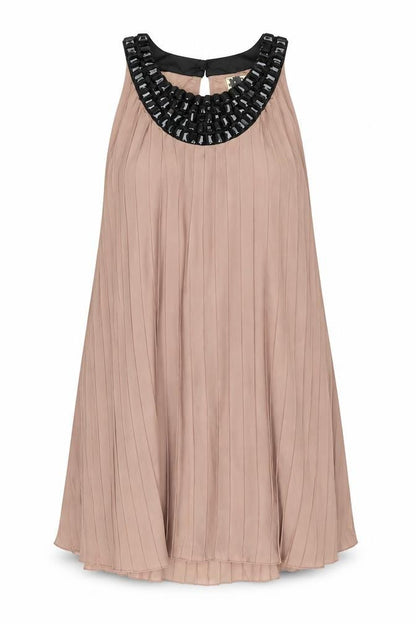 ICHI Women's Beige Sleeveless Dress, XS Size