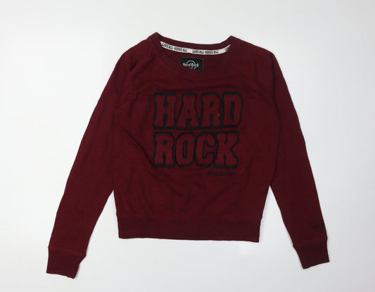 Womens UK Size S Hard Rock Cafe Red Pullover Sweatshirt