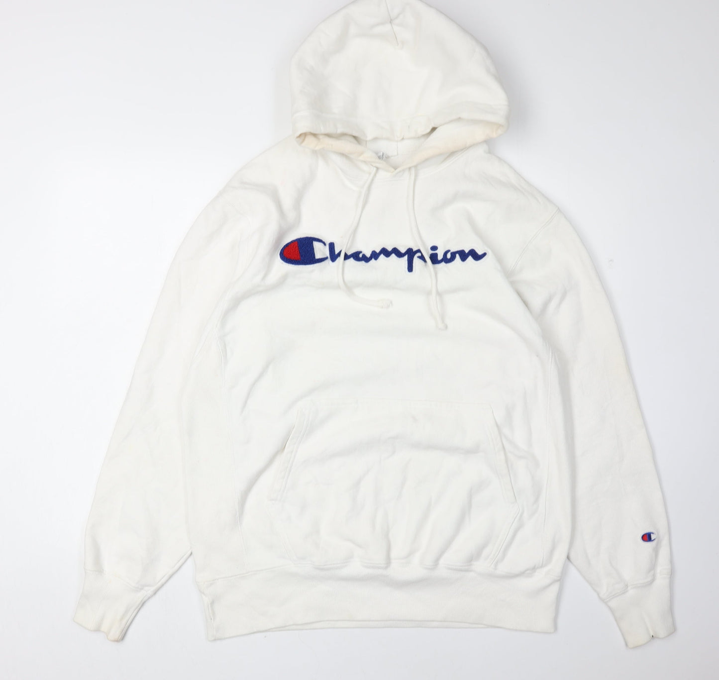 Mens UK Size L Champion White Pullover Hoodie