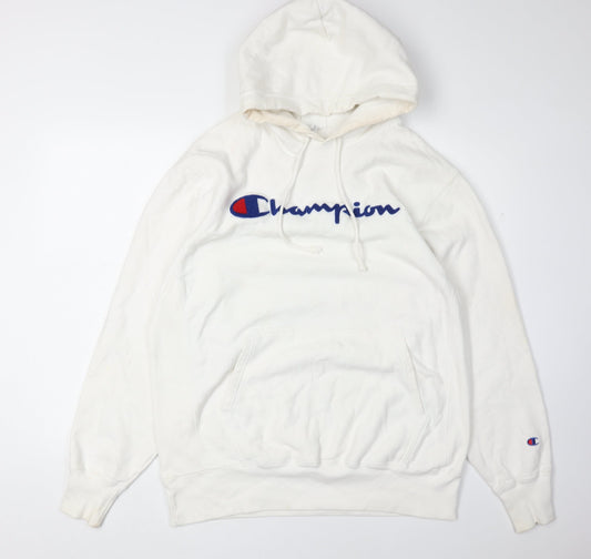 Mens UK Size L Champion White Pullover Hoodie